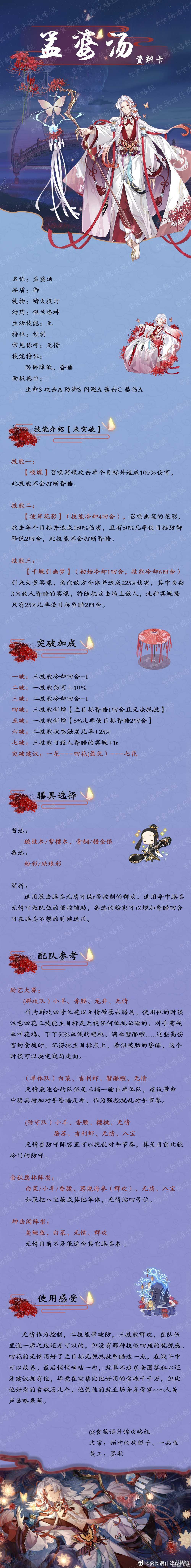 食物语孟婆功略 孟婆专业技能及主力阵容配搭详细说明