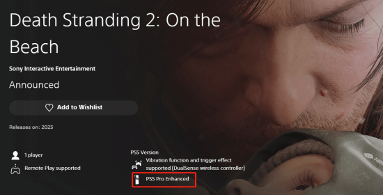 死亡搁浅PS5Pro增强版本月公布新消息
