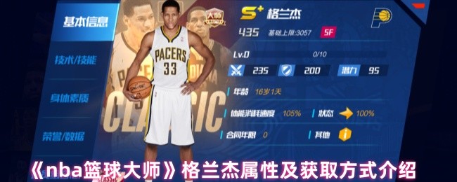 《NBA篮球大师》格兰杰角色属性与获取途径详解