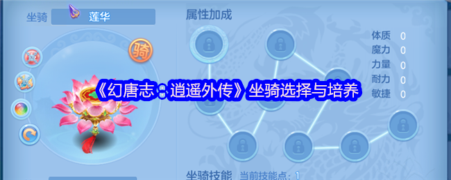 《幻唐志：逍遥外传》骑宠挑选与养成技巧