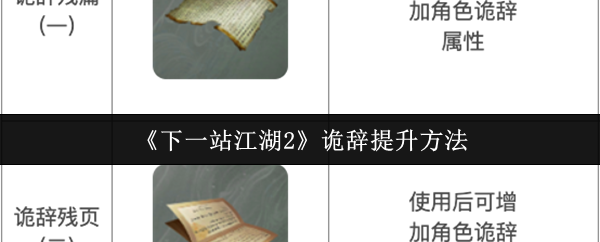 《下一站江湖Ⅱ》提升诡辞的技巧与方法