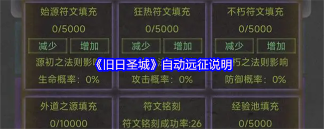 《旧日圣城》自动远征玩法详解
