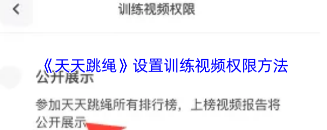 《天天跳绳》设置训练视频权限的详细步骤指南