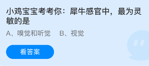 《支付宝》小鸡宝宝挑战：犀牛感官中最灵敏的究竟是什么？